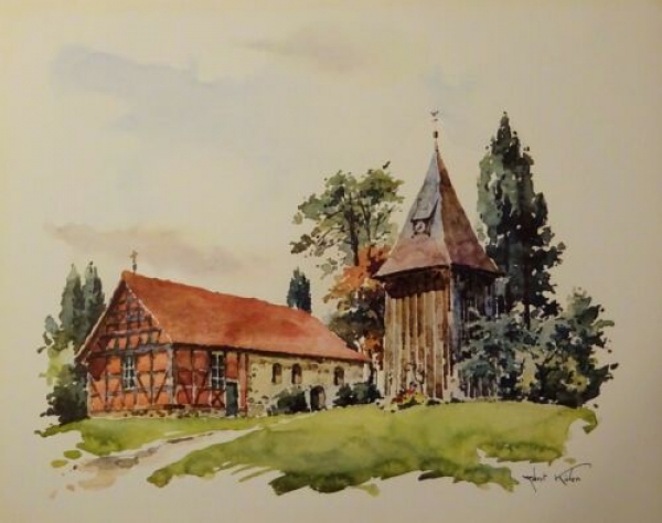 Magdalenenkirche in Undeloh (Lüneburger Heide), alter Druck von 1967